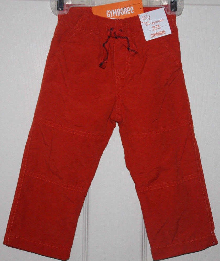 NWT BOYS GYMBOREE GYMSTER JERSEY LINED PANTS SIZE 18-24 MONTHS ORANGE