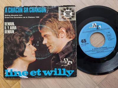 Line et Willy - A chacun sa chanson 7'' Vinyl Germany/ EUROVISION 1968 Monaco
