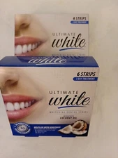 (2) Ultimate White Whitening Dental Strips Infused Coconut 6 strips/ box. New. 