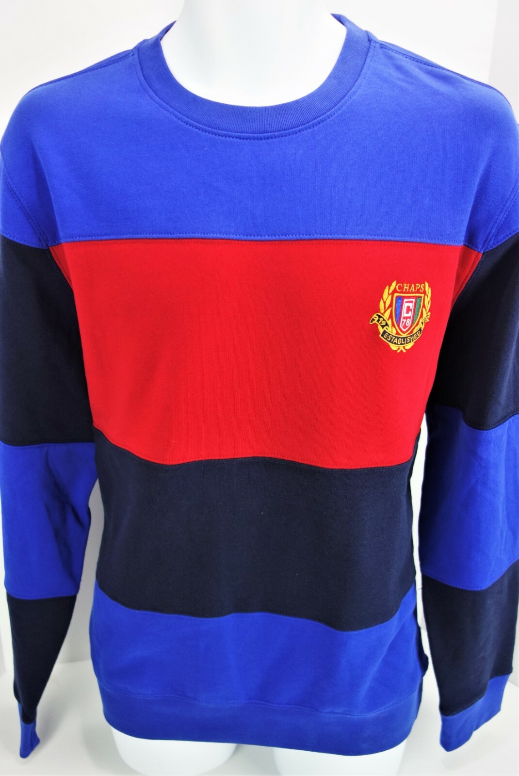 Large Chaps RL Pullover Striped Sweatshirt Heritage Collection Embroidered Logo image 4
