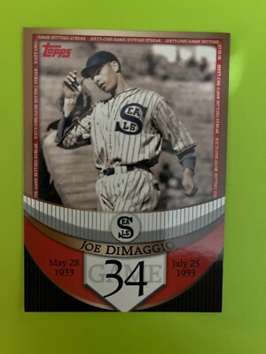 2007 Topps Streak Before Insert #34 Joe DiMaggio New York Yankees S F Seals NrMt