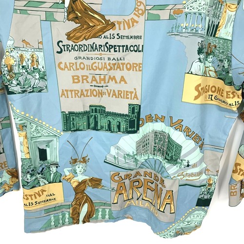Vintage 70er Jahre Deje Herren Polyester Hemd Grafik Art Milano Grande Arena selten L - Bild 9 von 10