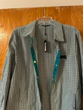 BRAND NEW VILEBREQUIN Green Check Lightweight Snap Button Shirt Jacket Medium