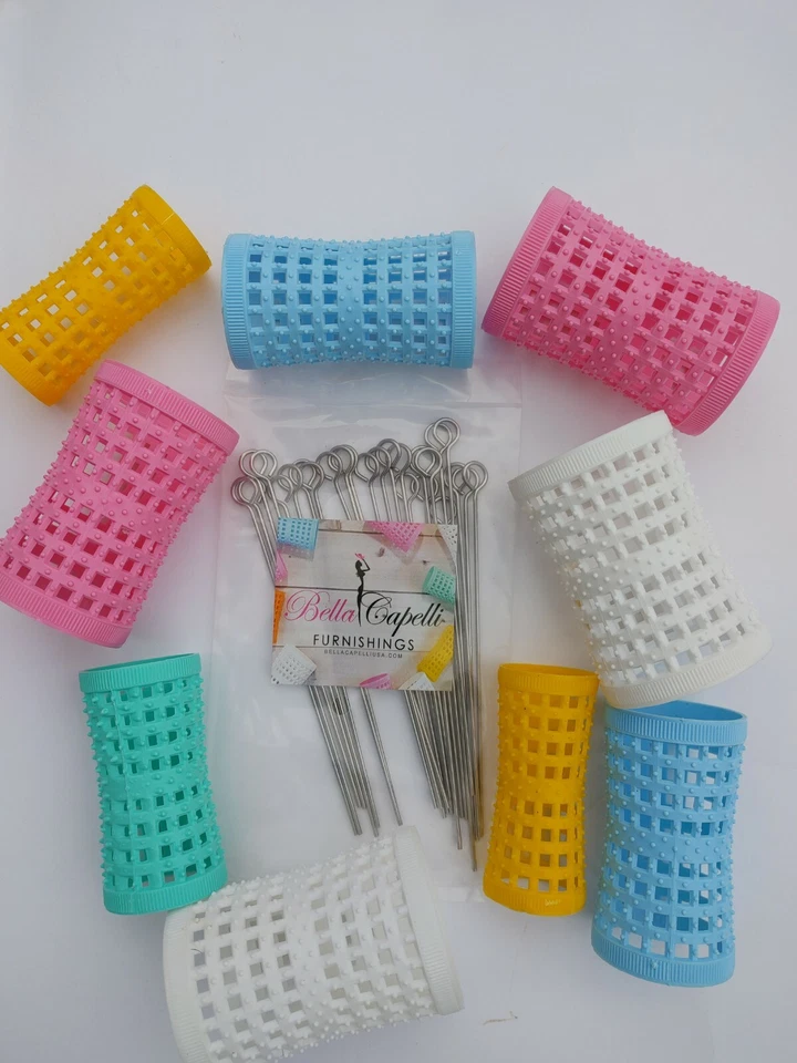 12 peças mini rolos de cabelo rosa natural unissex - rolos de secagem rápida para - Imagem 4 de 4