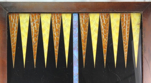 Vintage Butterfly Wing Backgammon Board Wood Frame Glass Top 17.5" **Condition - Picture 2 of 17