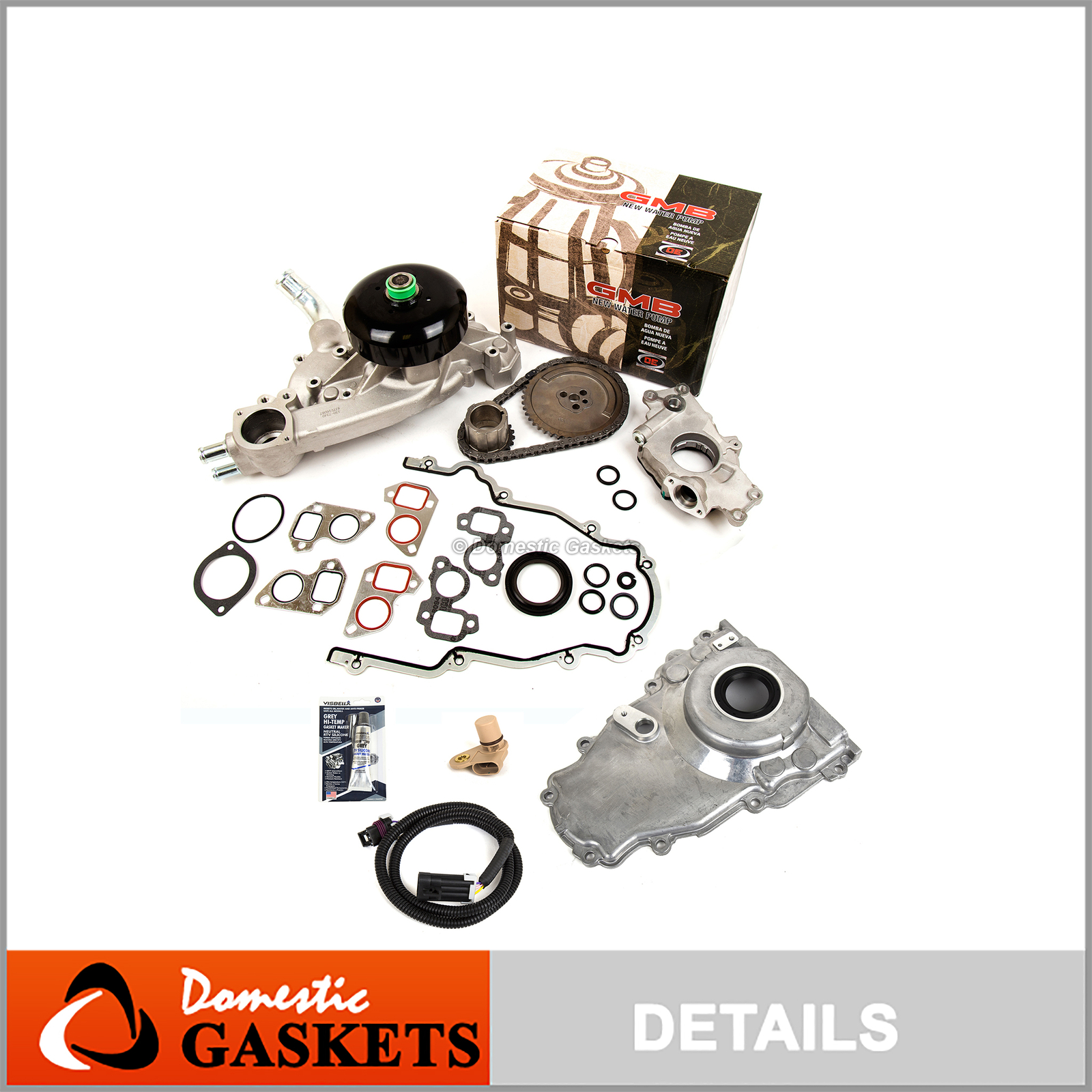 Gasket Sensor Water Oil Pump Timing Chain Kit Cover Fit 9704 GM LS1 4.