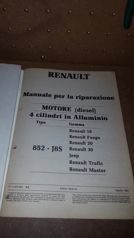 manuali officina motore renault 18-20-30-fuego-trafic-master jeep /cambio ta-aw4 - Immagine 2 di 4