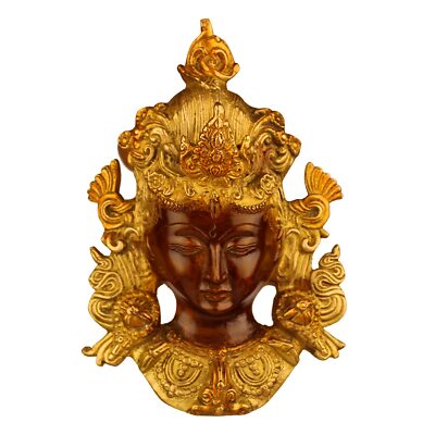 Messing Tibetisch Buddhistisch Gottheit Tara Maske Face Idol Statue Figur 20.3cm
