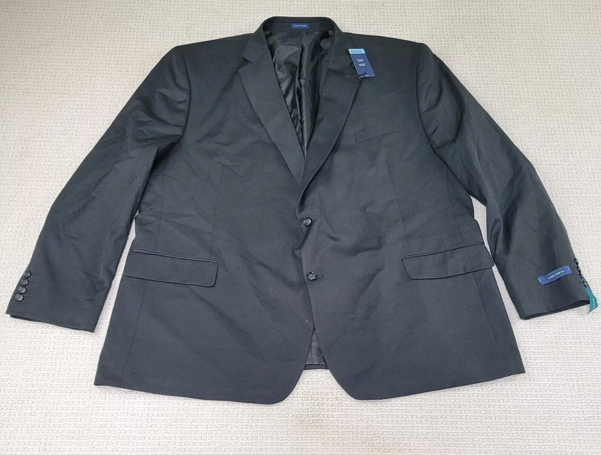 Stafford Suit Jacket Mens 56B Big Tall Black Travel Stretch Button NWT