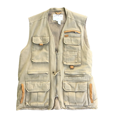 Orvis Twill Vest Men Large Tan Khaki Cotton Zambezi Fishing