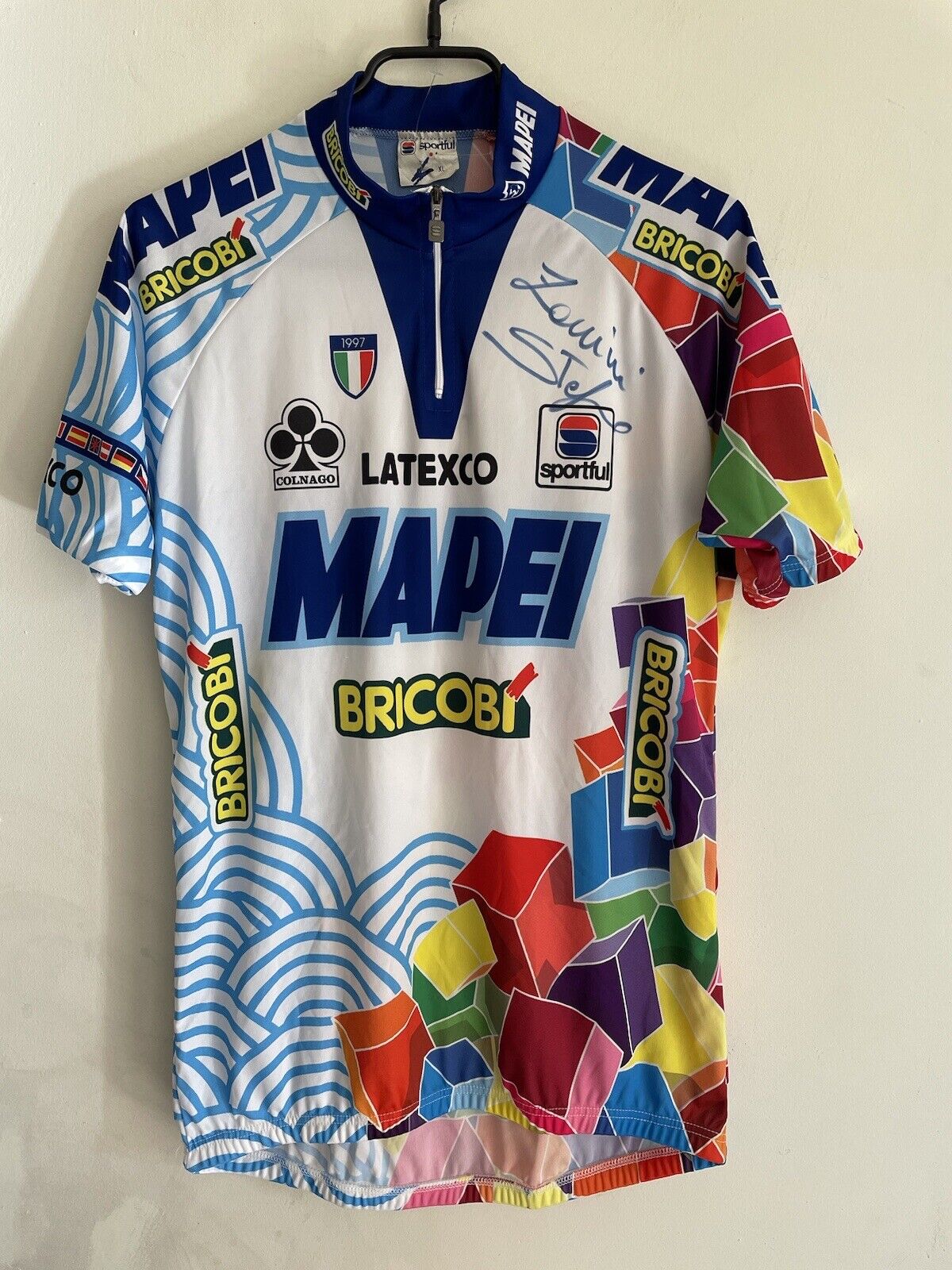 Mapei 1997 Colnago Sportful Autograph Signed vintage Stefano Zanini jersey XL