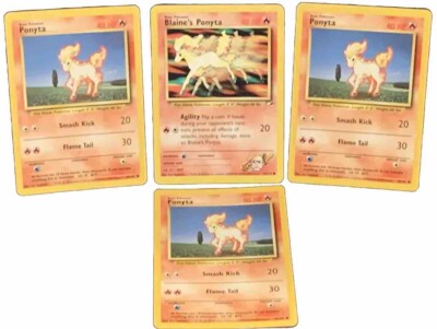 Blaine s Ponyta 1995-1998 + 3 Ponyta Fire Pokémon Cards