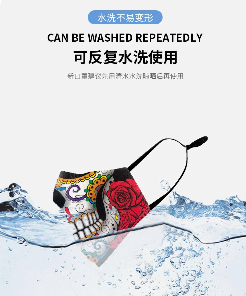 Adult Unisex Adjustable Reusable Skull Theme Face Masks Protective 3D Facemasks - Image 4 of 4