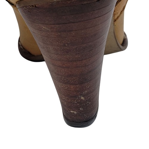 Vintage 70s Western Tan Knee-High Leather Boots Sz 3 Patchwork Stitching Heeled - Picture 15 of 18