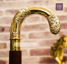 Vintage Style Antique Victorian Designer Brass Handle Wooden Walking Stick Cane