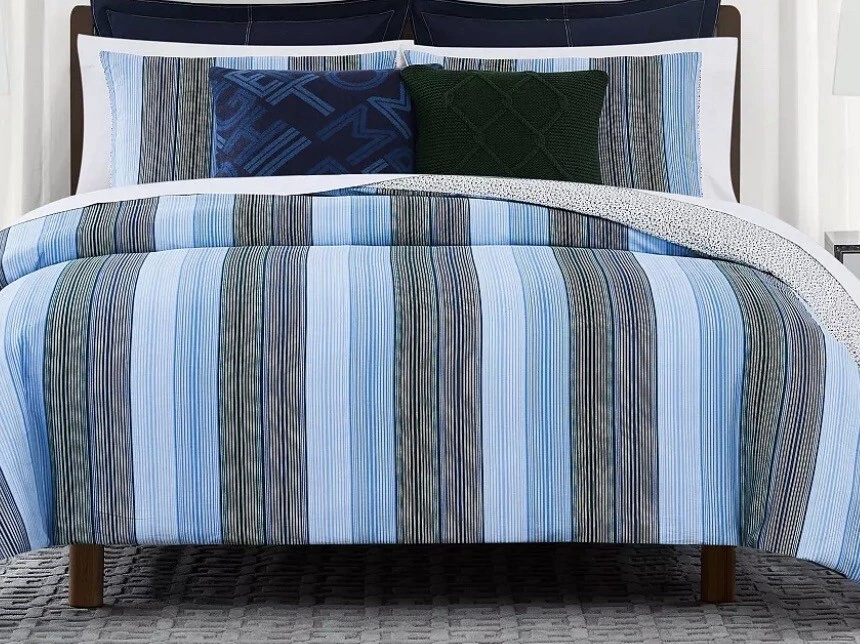 Tommy Hilfiger Explorer 条纹双/双 XL 被子和护罩套装 2 件套 全新 — 第 2/4 张图片