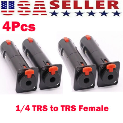 4x 1/4 TRS to TRS Female Audio Feed Thru Connector Adapter For D Panel Mounting