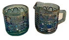 Vintage Indiana Glass Windsor Carnival Iridescent Blue Creamer & Sugar Bowl Set