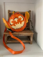 Disney Bioworld Stitch Pumpkin Jack O Lantern Glow In Dark Crossbody Purse Bag