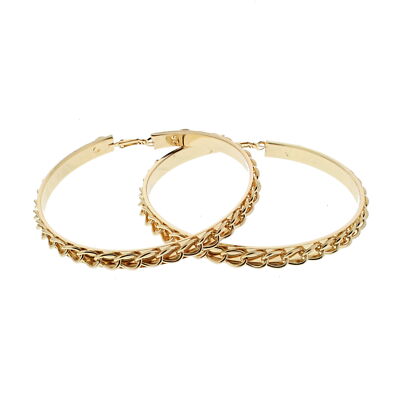 Zac's Alter Ego  Large 9cm Diameter Gold Patterned Hoop Earrings