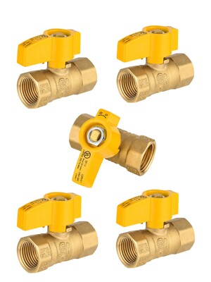 EFIELD 5 PCS 1/4 Turn Gas Ball Valve 1/2'' FIP x 1/2'' FIP Connectors, UL CSA