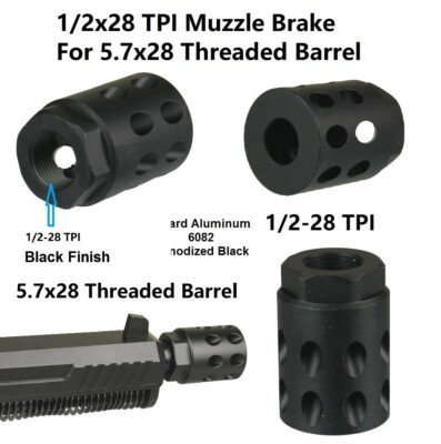 Black 1/2x28 1/2-28 TPI Muzzle Brake Compensator For 5.7x28 Threaded ...