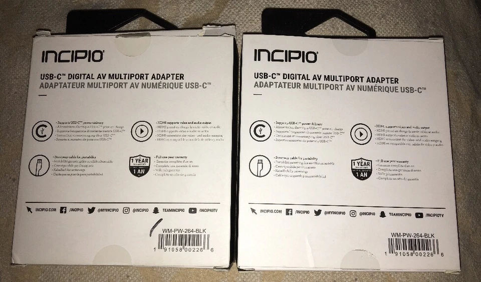 Brand New Incipio USB-C Digital AV Multiport Adapter WM-PW-264-BLK Apple MacBook - Image 2 of 3
