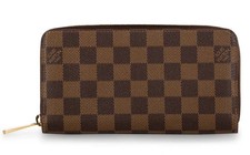 Louis Vuitton Damier Ebene Zippy Zip Around Long Wallet Purse Brown