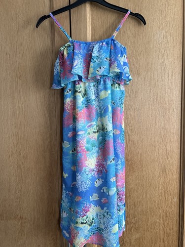 Girls Summer Dress Age 5-6 Maxi Tropical Print Yumi Summer Beach Holidays Vibe - Picture 8 of 8