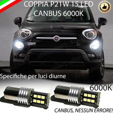 COPPIA LUCI DIURNE DRL 15 LED P21W CANBUS FIAT 500X 6000K FINO AL 2016 NO ERROR