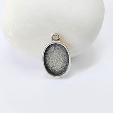 5 Oval Charm Bezel, Resin Blank, inlay Mounting, Mosaic Pendant 14x10mm G37860