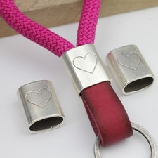 5 Spacers for Keychain, End Cap with Engraving Hearts DIY Sailing Rope