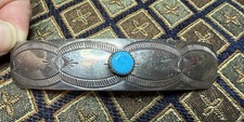 Vintage Native American Turquoise Hair Clip Barrette Sterling Silver