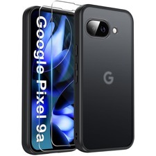 Schwarze TPU Bumper Hülle für Google Pixel 9a mit Kameraschutz und Schutzfolien