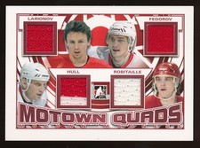 2012-13 ITG Motown Madness Quads Jersey Red Larionov Hull Fedorov Robitaille /65