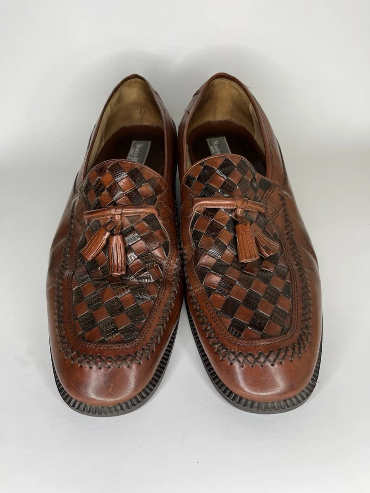 Stanley Blacker Brown Dress Shoes Mens Size 13M Loafer Woven Tassel Leather - Image 2 of 4