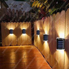 4x SOLAR POWERED DOOR FENCE WALL LIGHTS LED OUTDOOR GARDEN STAIR PATH LAMP UK