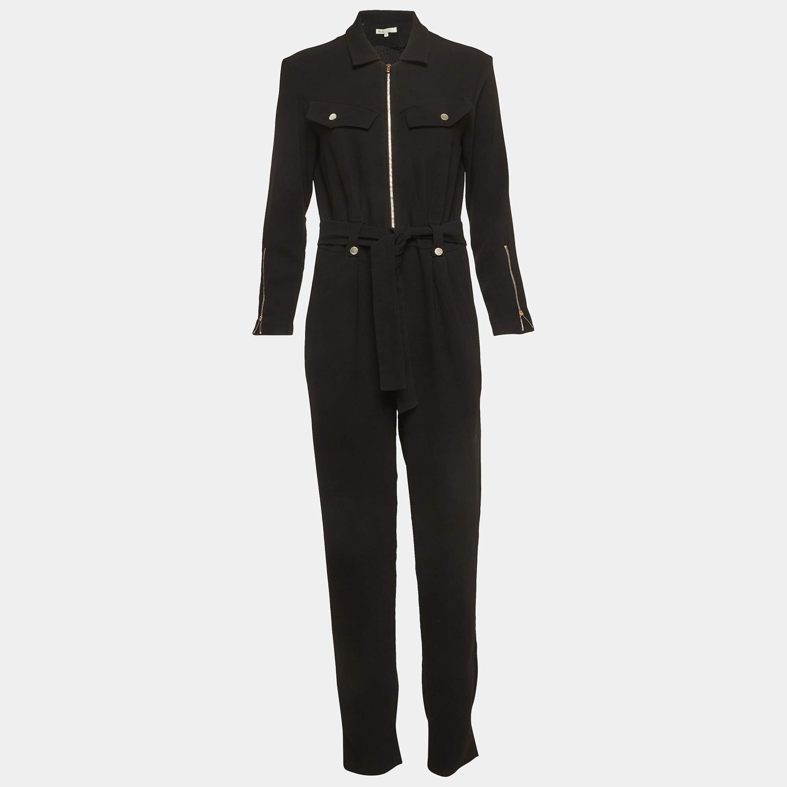 Maje Black Crepe Zip Front Jumpsuit M