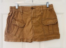 Urban Outfitters BDG Y2K Tan Low Waisted Micro Mini Skirt Sz M Pockets Stretch