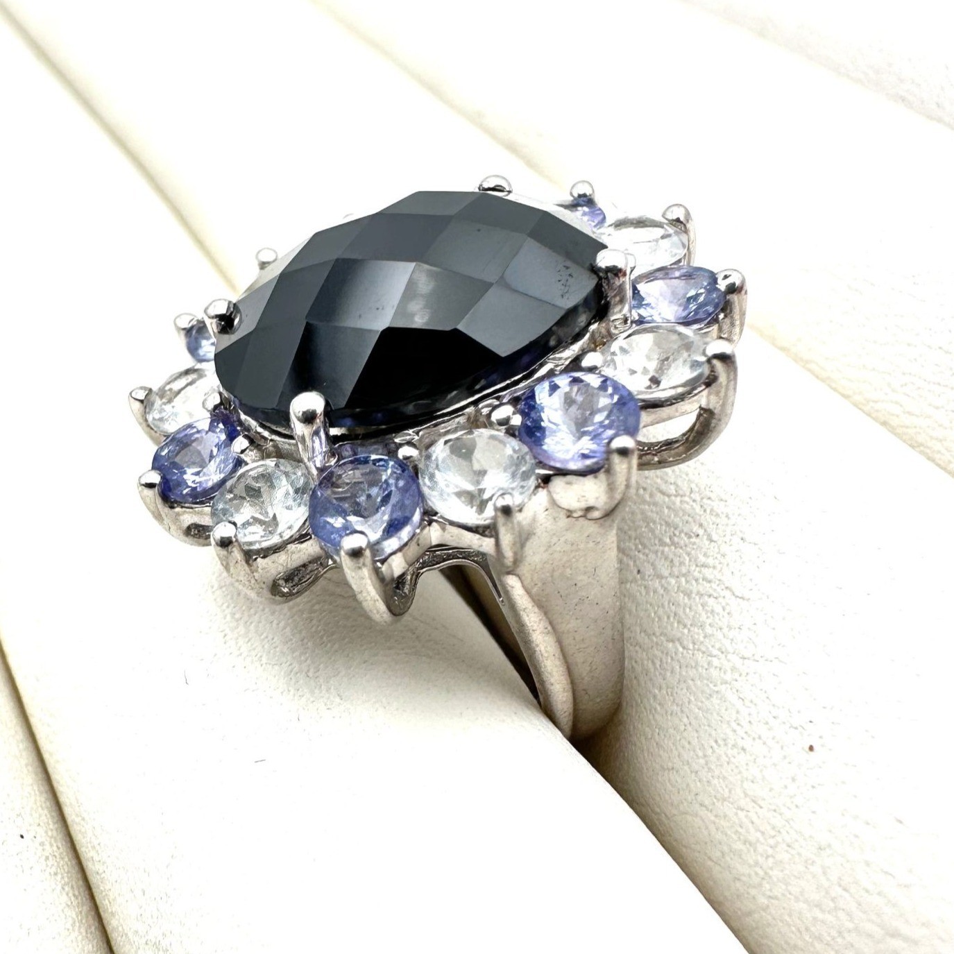 Purple Clear Black Multi-Gemstone Statement Ring … - image 3