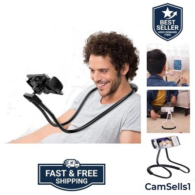 Flexible Long Arms Stand Clip Holder,Hanging on Neck Universal Lounger's Brac...