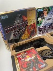 Sega Saturn Virtua Cop Gun Controller Set with Game Software Lot of 2 Boxed