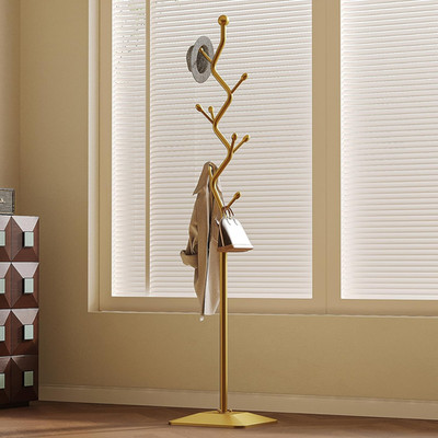 Chic Gold Coat Rack Tree with 8 Hooks - Elegant Entryway Organizer