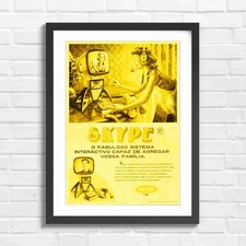 Retro Vintage 1950s Future Tech Yellow Framed Wall Art Print Large Picture Home