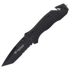 Coltello tascabile pieghevole Smith & Wesson 3,3" e strumento di salvataggio