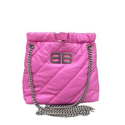 Authentic Balenciaga Crush Small Bag in Pink Calfskin Leather AG Certified