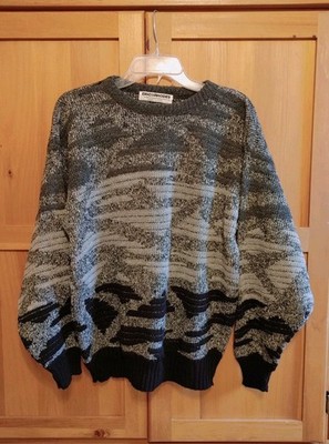 Sweater Eric Rhodes, Size Large, Men's/Unisex, Black & Gray, 1990's Excellent Cd