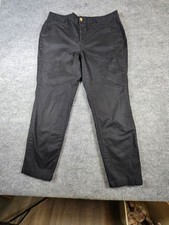 Faded Glory Women's Black Stretch Chino Pants Size 16A Straight Leg Casual