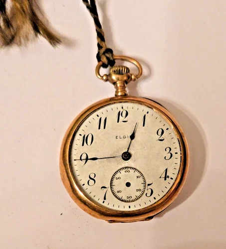 Antique Vintage 1914 Elgin 14K Gold Pocket Watch Model 3 7j  Parts/Repair