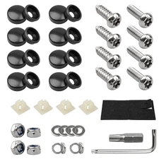 License Plate Screws Kits, Stainless Steel Anti Theft Mounting M6, Silver 